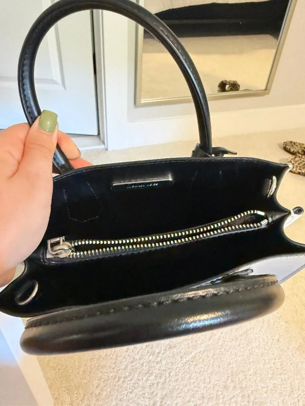 Michael Kors Gray with silver hardware and long strap mini bag